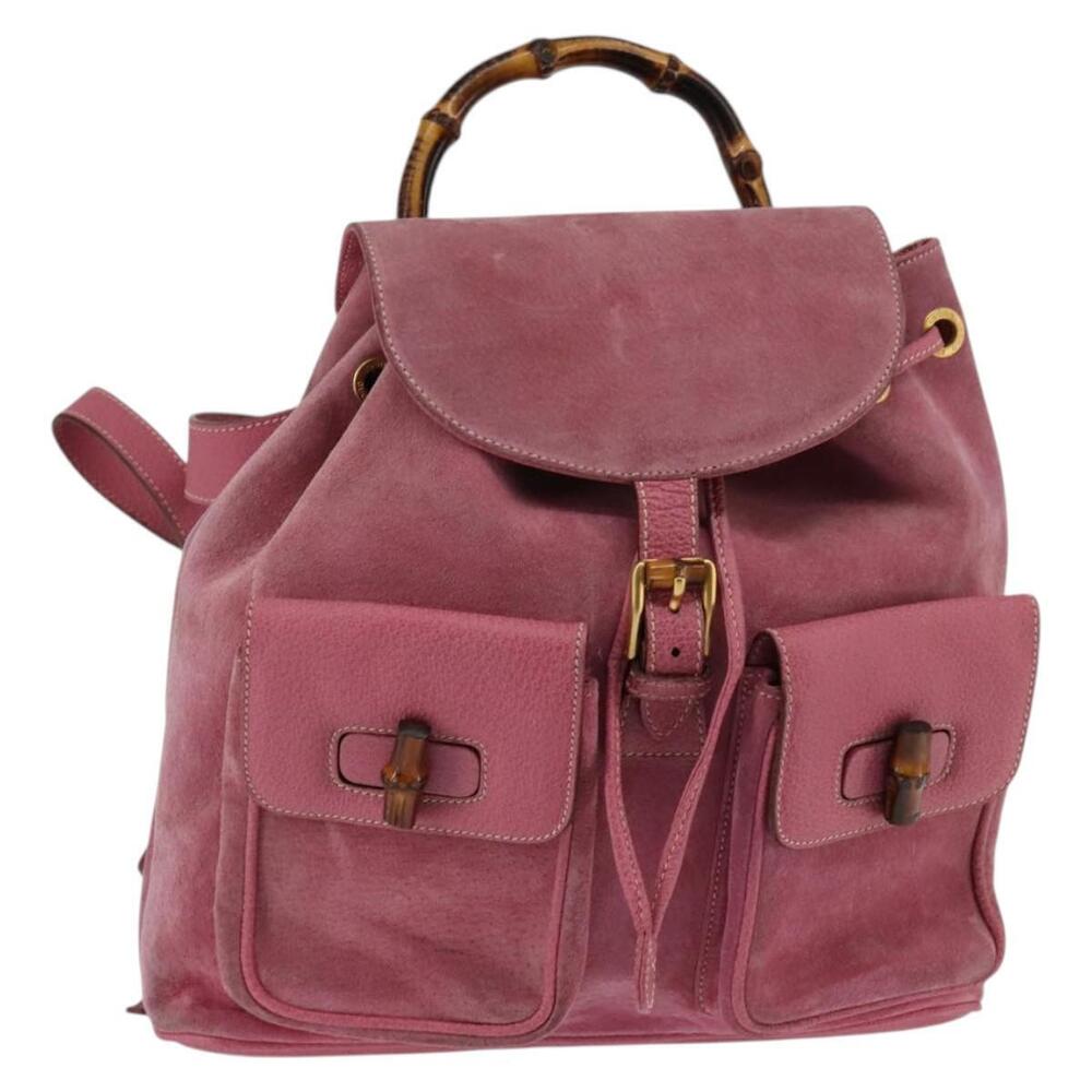GUCCI Backpack Suede Pink Gold 003 2058 0016 Auth 144974 - Picture 1 of 16